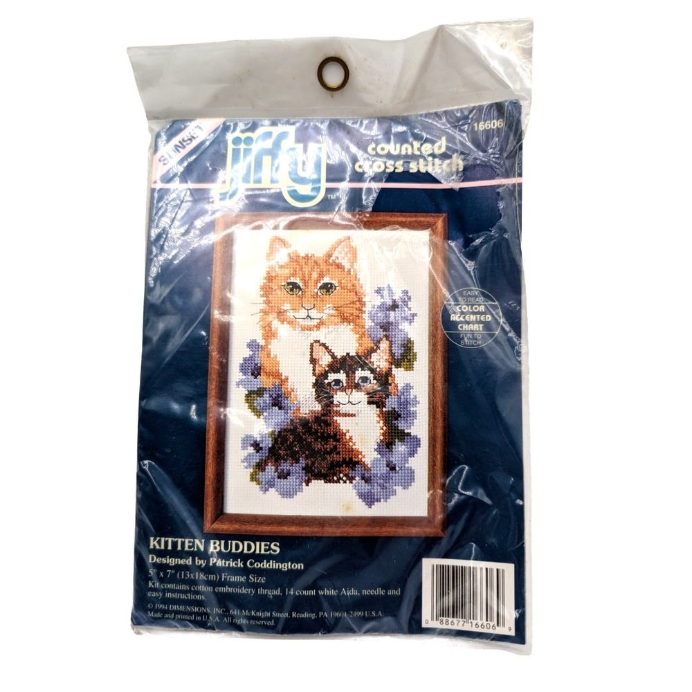 Sunset Jiffy Counted Cross Stitch "Kitten Buddies" #16606 Kit NIP